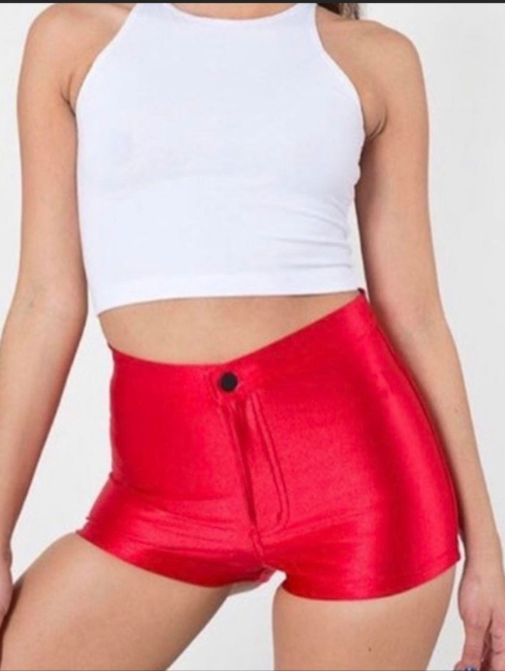 High-Waist Shiny Red Women’s Shorts